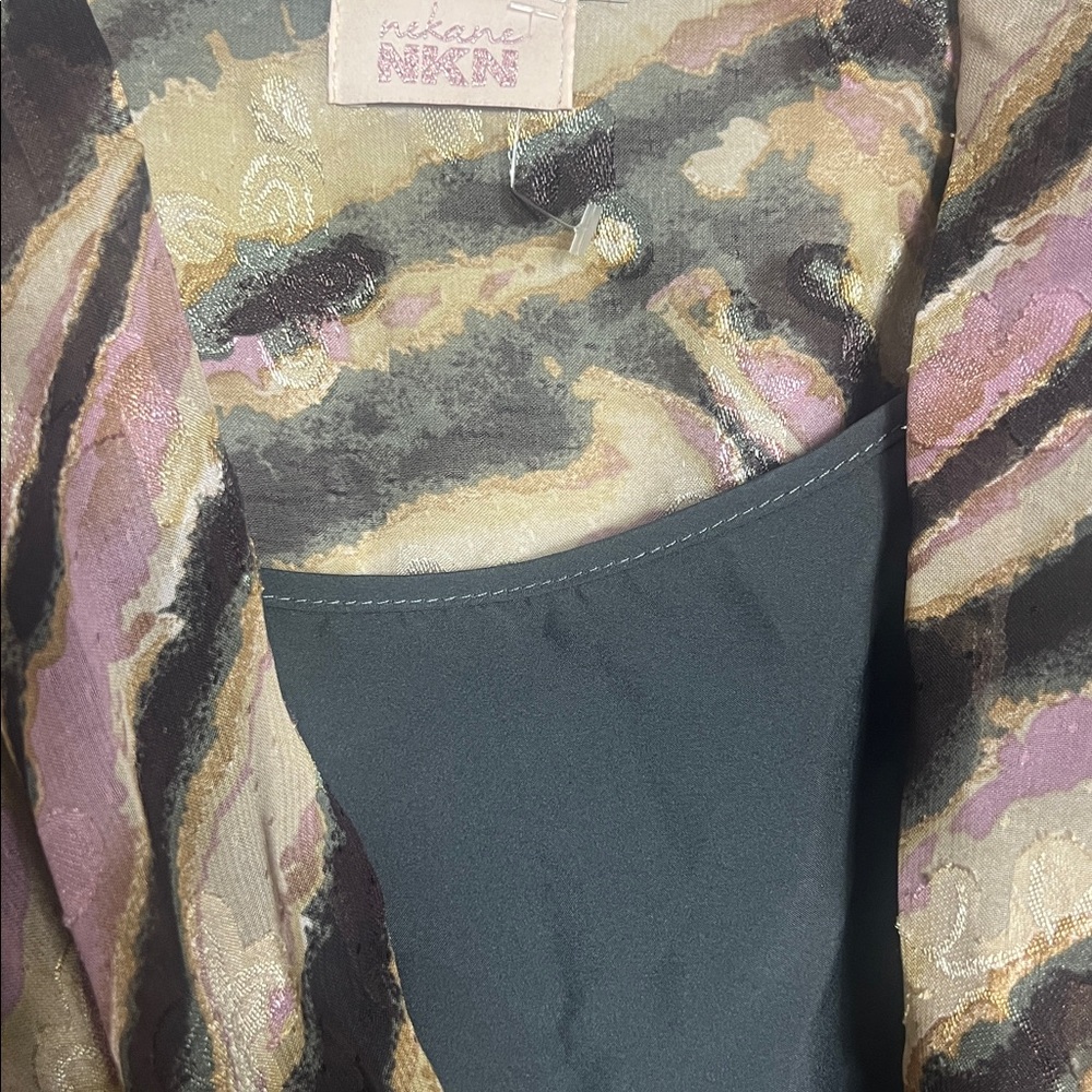 NKN Nekane Camel Mauve Black Animal Print Faux Wrap Midi Dress Small Reg. $197 - Picture 14 of 15